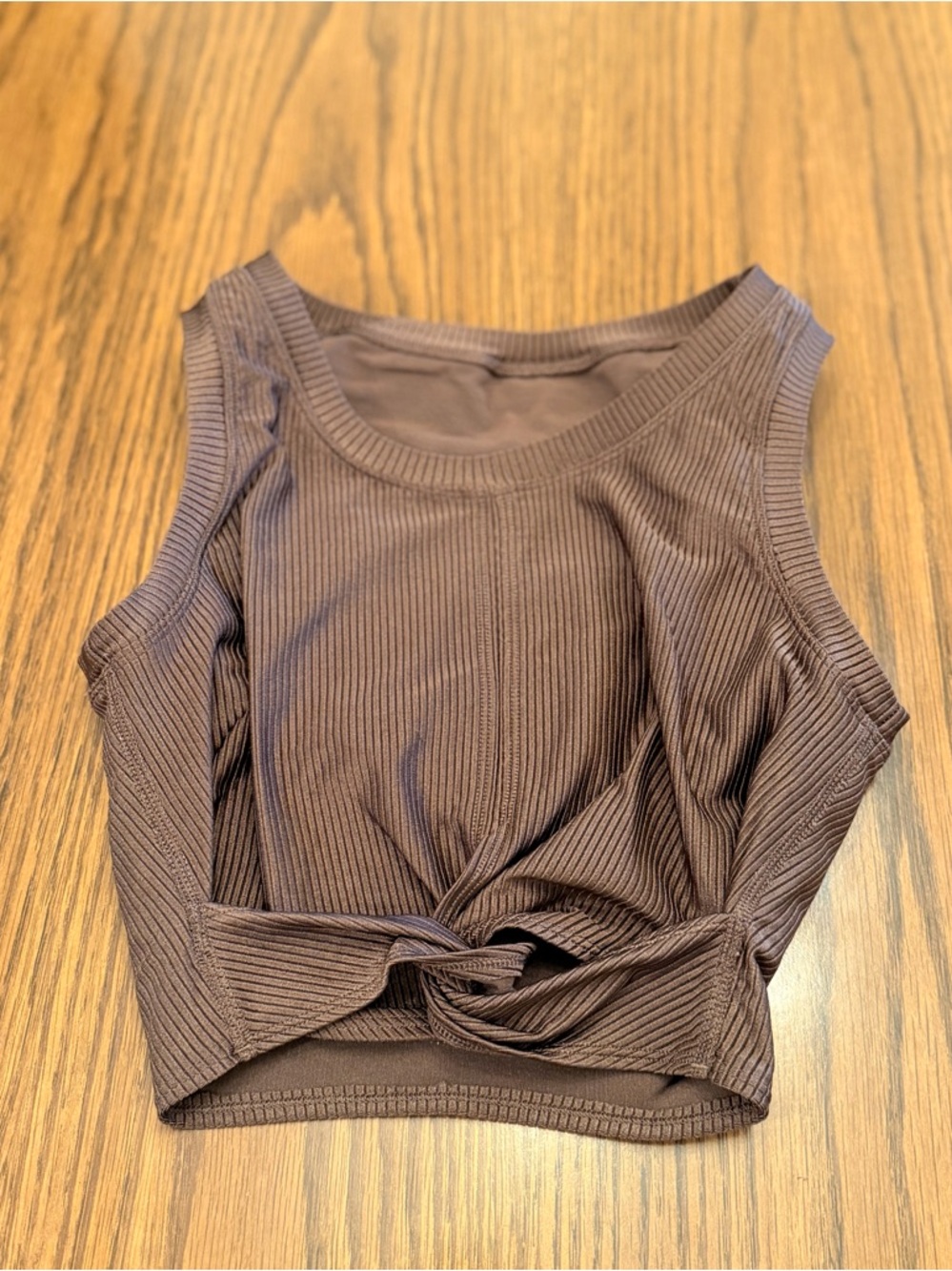 aerie Ribbed Knot-Front Tank Top - Brown